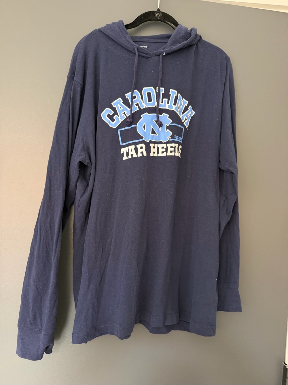 Champion Navy Blue Hooded Sweatshirt UNC with White & Light Blue Logo